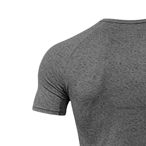 T-shirt de compression pour homme, manches courtes, col rond, séchage rapide, respirant, 200 grammes, motif tricoté, Spandex/Polyester, coupe classique - Product Image 4