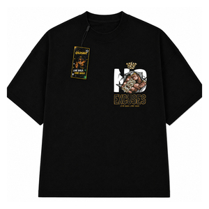 เสื้อยืดโอเวอร์ไซส์ลายการ์ตูนสำหรับผู้ชาย แขนสั้น คอกลม สไตล์สตรีทแวร์ สีดำ - Product Image 6