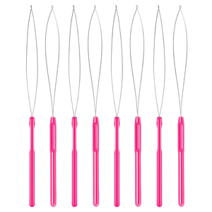 Professional Pink Hair Extension Loop <b>Needle</b> Tool Wire <b>Threader</b> Pulling Hook for Micro Ring Link Beads Salon Tools - Product Image 1