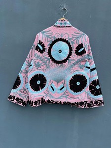 Handmade Suzani Embroidery Cotton <b>Jacket</b> Vintage Suzani Coat Boho Style Kimono Short Blazer Gift For Her - Product Image 4