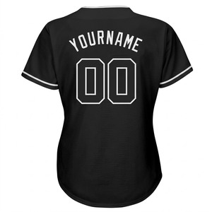 Custom Women's Black Baseball Jersey V-Neck Short Sleeve <b>Button</b> Front Moisture Wicking Fitted Team Name Print All Seasons - Product Image 4