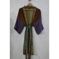 Robe Kimono Longue Vintage Grande Taille en Soie Respirante avec Patchwork, Style Bohème, Peignoir d'Automne, Faite à la Main et Tendance