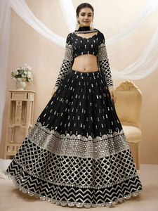 <b>Black</b> <b>Sequined</b> A-Line Bridesmaid Dress With Crop <b>Top</b> And Long Sleeves V-Neck Floor-Length Classic Style - Product Image 1