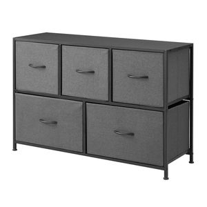 Commode de rangement en tissu à 5 tiroirs de 40 po de large pour chambre à coucher, cadre en métal gris - Product Image 3
