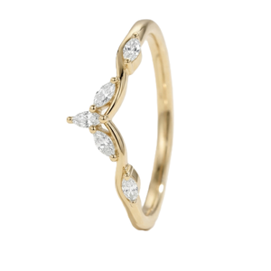 Anillo de compromiso y boda curvo de moissanita y diamante de laboratorio Marquise, chapado en oro de 14K y 18K sobre plata de ley, anillo apilable con engaste de puntas - Product Image 2