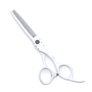Juego de Tijeras Profesionales para Adelgazar el Cabello, Hoja de Acero Inoxidable, Mango de Plástico, para Diestros, Mango Largo, Color Blanco, Embalaje Personalizado - Product Image 2