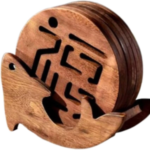 Round Wooden <b>Coaster</b> <b>Set</b> Of 4 Pcs With Wood Finished For Hot & Cold Cover Of Beverage Kitchenware <b>Coaster</b> <b>Set</b> - Product Image 1