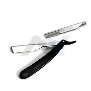 มีดโกนหนวดแบบตรง Shavette Barber สำหรับมืออาชีพ สีดำ พับได้ สำหรับช่างตัดผม ผู้ชาย ใช้สำหรับโกนหนวด ทำจากสแตนเลส - Product Image 1