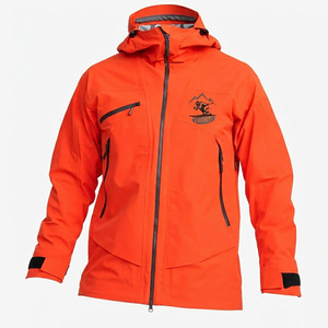 Men's <b>Orange</b> Hooded <b>Ski</b> <b>Jacket</b> Waterproof Sporty Zipper Closure Winter Outdoor Wear - Product Image 1