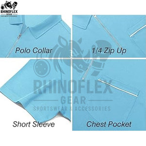 Camiseta Polo de Manga Corta para Hombre, con Media Cremallera, Rayas Verticales Azul Marino y Blancas, Estilo Casual, Fabricante Personalizado OEM - Product Image 5