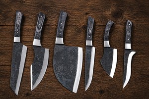 Juego de Cuchillos de Cocina Profesionales Hechos a Mano, Estilo Industrial, Ecológicos, Ambidiestros, de Acero Inoxidable, 6 Piezas, Juego de Cuchillos para Exteriores - Product Image 3