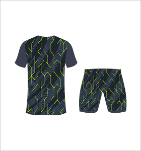 Ensemble maillot et short de football sublimé pour homme, col en V, anti-transpiration, tenue de sport toutes saisons, imprimé géométrique, vente en gros OEM - Product Image 2