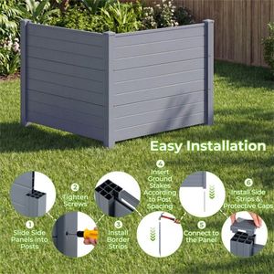 Recinzione e Cancelli Decorativi da Esterno in Acciaio Zincato 48'' X 38'', Design Modulare con Caratteristiche Antivento per Cortile e Giardino - Product Image 3