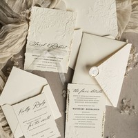 Carte de vœux rectangulaire en papier couché gaufré floral ivoire, numéro de table, carte de nom d'invité de mariage, carte de menu
