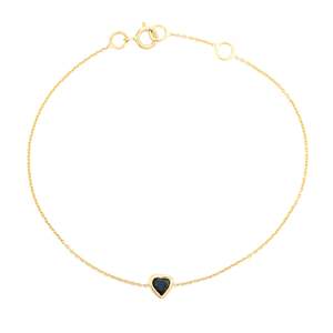14K Gold Deep Blue Sapphire Heart Chain Bracelet-Fine Bangle - Product Image 5
