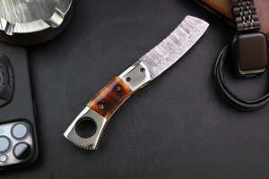 Cuchillo de Caza de Acero de Damasco Grabado OEM de Alta Calidad, Punta Recta, Mango Personalizado, Portátil, Duradero, Grado DIY - Product Image 3