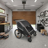 Remolque de Bicicleta para Bebés Gemelos 3 en 1 TC-2024T, Plegable, con Cinturón de Seguridad, Carrito y Correpasillos con Marco de Aluminio para Aventuras al Aire Libre