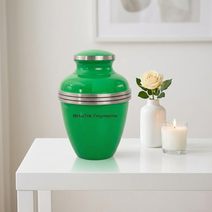 Aluminium Metal Green Cremation <b>Urn</b> Human Ashes <b>Large</b> Funeral Memorial <b>Urns</b> Customized Colour Decorative Adult Burial Jars <b>Urns</b> - Product Image 2