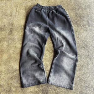 Pantalon de jogging ample et décontracté en coton délavé à l'acide, taille élastique, coupe large, style vintage noir, qualité supérieure - Product Image 6