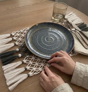 Beautiful Macrame Placemats for <b>Dinner</b> Plates Plant Pots Table Cover Boho Dining Table Decor and Home Styling From India - Product Image 5