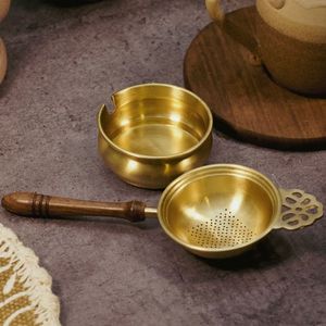 Reusable Brass Tea Strainer with Bowl Wholesale Supplier Cheap Factory Price Handmade Tea Brewing <b>Kitchen</b> <b>Accessory</b> - Product Image 5
