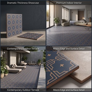 Borde de Porcelana Serie Tallado Marroquí 600x600mm, Color 5509 Mate Antideslizante, Patrón Decorativo para Uso Residencial y Comercial - Product Image 4