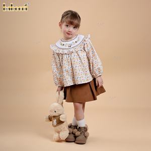 Blusa Floral Casual con Estampado Floral, ODM OEM, Conjuntos de Ropa para Niñas al por Mayor - DR4495, 100% Algodón - Product Image 5