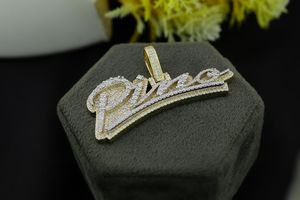 Colgante de Nombre Personalizado con Iniciales en Dos Tonos, de Plata de Ley Chapada en Oro, Joyería Hip Hop para Hombre, Totalmente Cubierto de Moissanita - Product Image 2