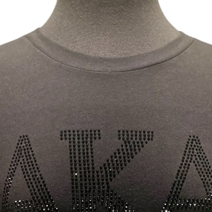   T-shirt gris scintillant pour femme avec motif en strass, manches courtes, col rond, décontracté, style universitaire pour le campus - Product Image 6