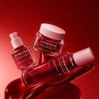 Ensemble d'emballages cosmétiques Glacial Precision 30ml-100ml : Bouteille et pot en verre bleu glace pour ligne d'hydratation haut de gamme Marque privée