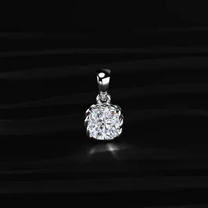 High Quality Trendy Cushion Cut LabGrown CVD Diamond Solitaire Pendant Gold <b>Necklace</b> <b>D</b>-E Color VVS-VS Clarity IGI Certified. - Product Image 1