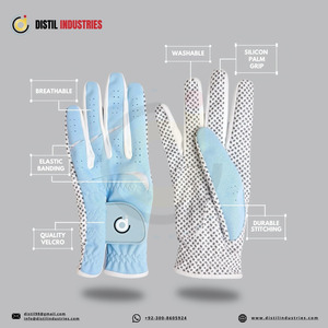 Gants de golf unisexes pour gaucher en cuir Cabretta, antidérapants, respirants, légers, avec fermeture auto-agrippante et impression en relief - Product Image 3