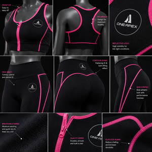 Ensemble de sport pour femmes avec soutien-gorge de sport à fermeture éclair et leggings taille haute pour la course et le fitness - Product Image 5