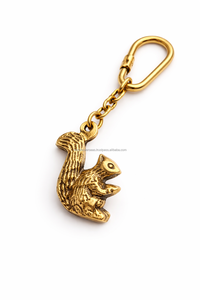 Vintage brass squirrel keychain gold finish metal animal <b>key</b> <b>holder</b> forest theme keyring for gift and souvenir use - Product Image 4
