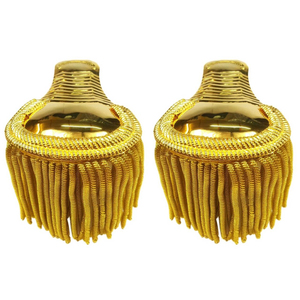Epaulettes clásicas para uniformes de desfile con flecos largos dorados hechos a mano para bandas y artistas de ceremonias. Epaulettes en venta. - Product Image 4
