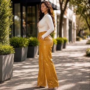 Pantalon en cuir véritable gaufré façon croco fait main pour femme, taille haute, coupe droite, bas en cuir de luxe - Product Image 6