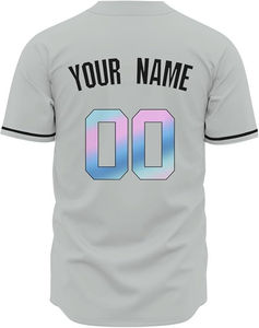 Custom Baseball Jersey Men's Gray Short Sleeve V-Neck Sublimated Team <b>Name</b> 00 Gradient Print Breathable Polyester Sport Apparel - Product Image 6