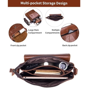 Classic Genuine Leather <b>Laptop</b> And Crossbody <b>Bag</b> With Adjustable Shoulder Strap For Work Travel Business And Everyday Daily Use - Product Image 4
