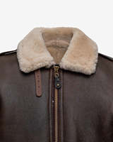 Blouson Aviateur Homme en Cuir Véritable Marron Tanné avec Doublure en Fausse Fourrure, Imperméable, Coupe-Vent, Fermeture Éclair, Hiver, Moto, Motard