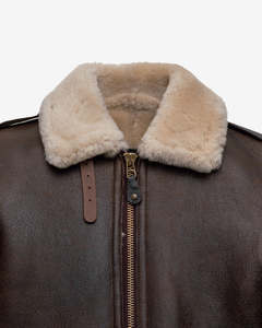 Fashion <b>Men's</b> Brown Genuine Leather <b>Aviator</b> <b>Jacket</b> With Fur Lining Zipper Closure Winter Moto Biker Style - Product Image 3