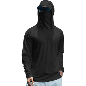 Premium Quality <b>Men</b> Black Long Sleeve Hooded UPF 50 Sun Protection Anti-UV Quick Dry Fishing <b>Shirt</b> Pullover Fishing Hoodie ODM - Product Image 4