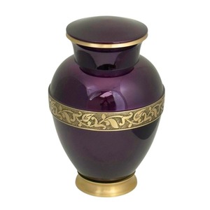 Purple Floral Adult Brass Cremation Urn Memorial <b>Ash</b> Container Elegant <b>Keepsake</b> Funeral Durable Premium Quality Remembrance - Product Image 1