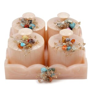 Traditional Chinese Design Resin Crystal Storage Jar Cylinder Shape With Cover For Spice Storage Containers Wedding Dry fruits - Product Image 5