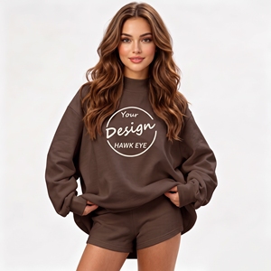 เสื้อสเวตเชิ้ตคอเต่าผู้หญิงทรงโอเวอร์ไซส์ ผ้าฝ้าย 100% ระบายอากาศได้ดี คอริบบ์ - Product Image 1