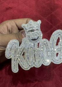Wholesale Gold Plated <b>King</b> <b>Crown</b> Pendant Personalized Hip Hop Letter Jewelry S925 Silver Unisex Hip Hop Fully Iced Out Pendant - Product Image 2
