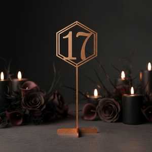 <b>Table</b> <b>Numbers</b> - Wedding <b>Table</b> <b>Numbers</b> - Hexagon <b>table</b> <b>numbers</b> -Gold <b>table</b> <b>numbers</b> - Product Image 4