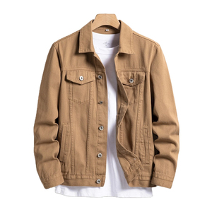 Veste en jean unie pour homme, coupe droite, fermeture boutonnée, décontractée d'été, imperméable, respirante, séchage rapide, délavage à la pierre - Product Image 1
