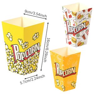 100 Scatole per Popcorn da Film, 3 Nuovi Stili, Contenitori in Carta Arancione, Giallo e Bianco per Snack, Patatine e Puff - Product Image 6