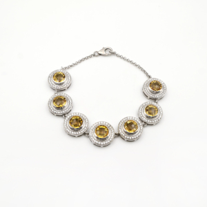 925 Sterling <b>Silver</b> Natural Citrine <b>Charm</b> <b>Bracelet</b> Rhodium Plated Trendy OEM ODM Fine Jewelry - Product Image 1