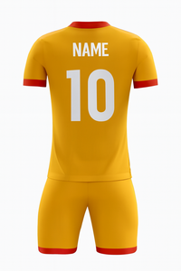 Ensemble de maillots de football personnalisés pour adultes, couleur jaune, tissu 100% polyester, manches courtes, évacuation de l'humidité, uniforme de football toutes saisons - Product Image 4